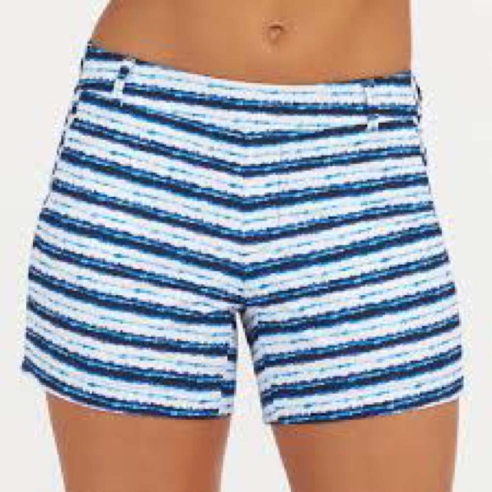 NWT! SPANX sunshine short. Blue painted stripe. Inseam: 4”=S&M. 6”=XL. $68 - Picture 9 of 15